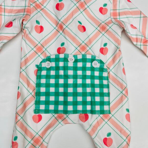 NWT Sugar Bee NB Ruffle Flap PJs in Peaches Plaid - Picture 4 of 4
